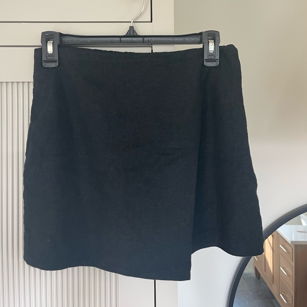 Abercrombie and Fitch Draped Linen Blend Wrap Mini Skort